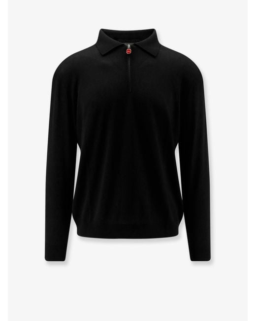 Kiton Black Wool Polo Shirt for men