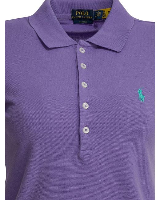 Polo Ralph Lauren Purple Slim Fit Stretch Polo Shirt With Logo
