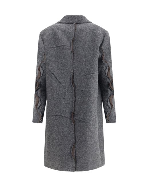 Prada Gray Single-Breasted Shetland Wool Coat
