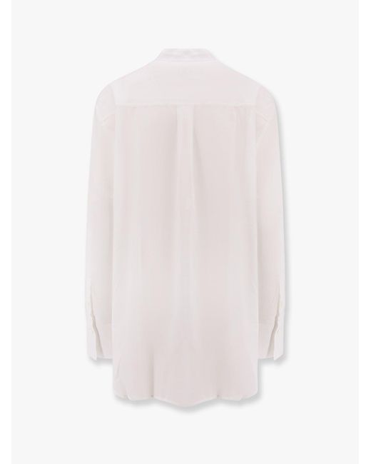 Totême  White Stand Collar Organic Cotton Shirt
