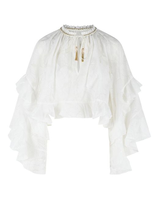 Zimmermann White 'Daylight' Cotton Blend Blouse
