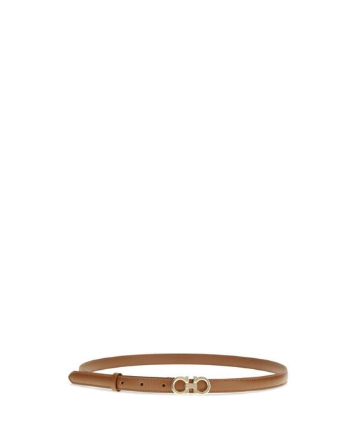 Ferragamo White Gancini Leather Belt