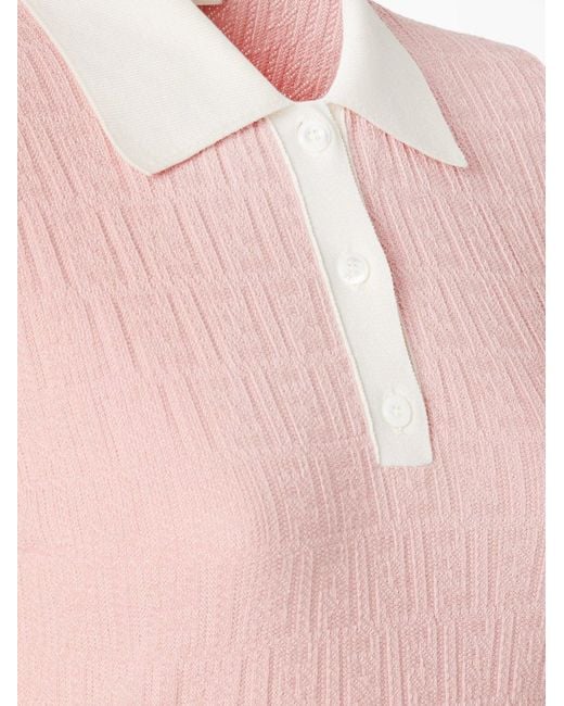 Fendi Pink Cotton And Silk Blend Short Dress With All-Over Ff Motif
