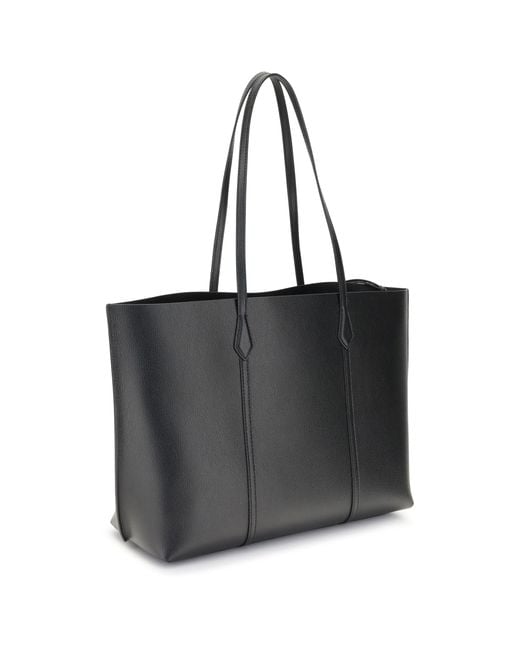 Tory Burch Black Leather Tote Bag Perry