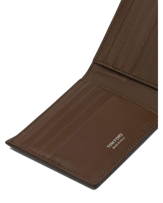 Tom Ford Brown Crocodile Print Leather Wallet for men