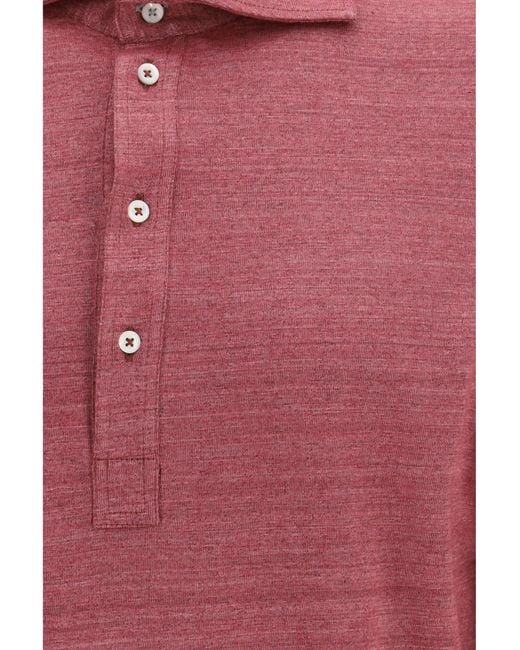 Brunello Cucinelli Red Long-Sleeve Polo for men