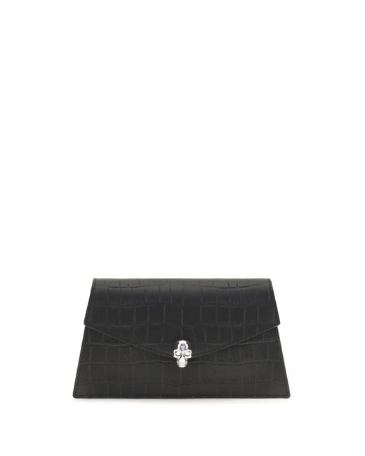 McQueen Black Mini Skull Clutch