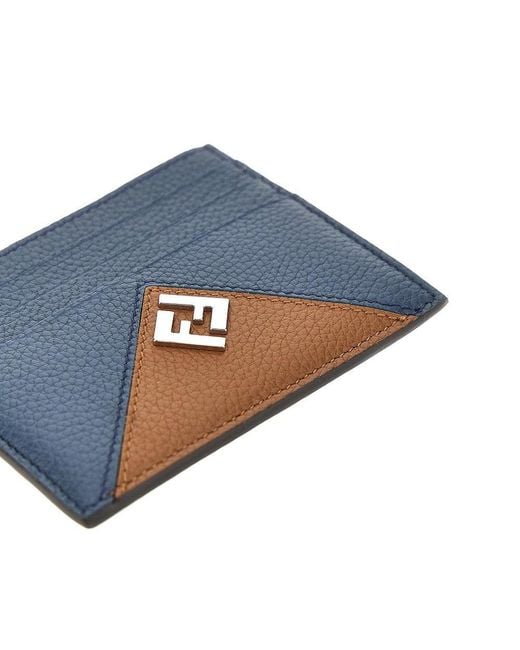 Fendi Blue Lui' Grained Leather Cardholder for men