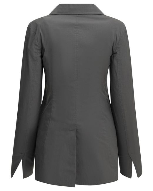 Miu Miu Black Stretch Blazer With Logo