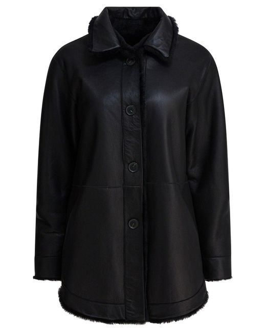 Semler Black Long Reversible Leather Coat Jackets And Coats
