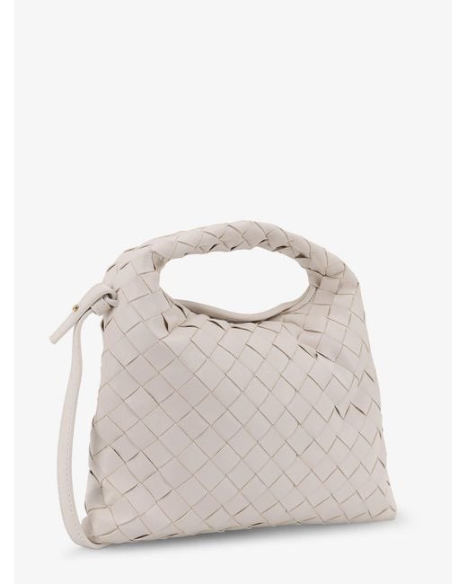 Bottega Veneta White Mini Hop Leather Crossbody Bag With Intrecciato Pattern