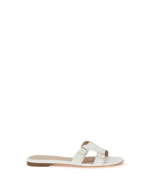 Santoni White Low Leather Sandals