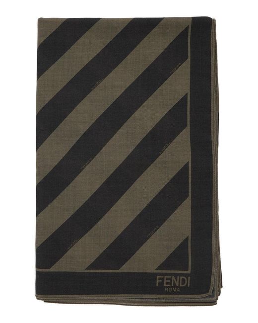 Fendi Black Silk And Wool Scarf for men