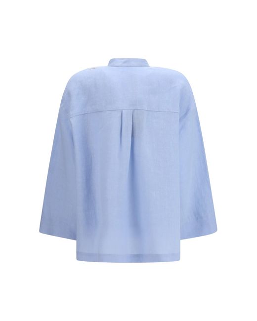 Max Mara Blue 'S Maxmara Smmcantico Linen Shirt