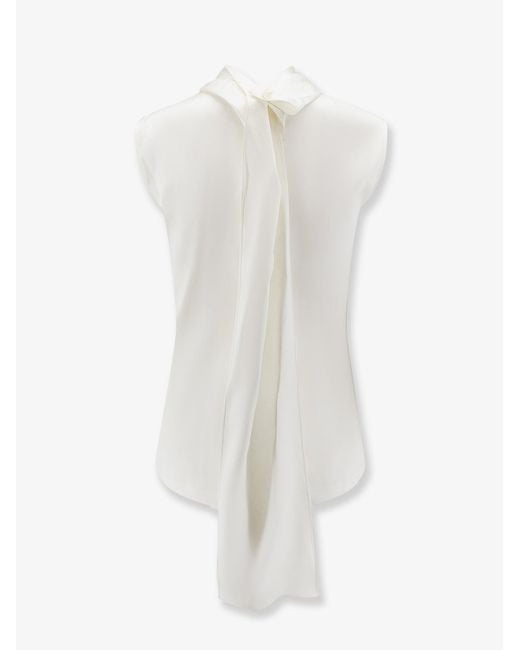 Bottega Veneta White Stretch Satin Top