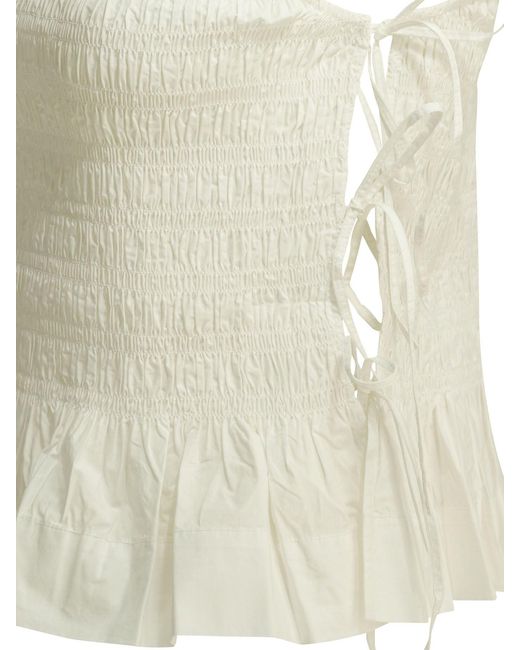 Ganni Natural Casual Pleated Top