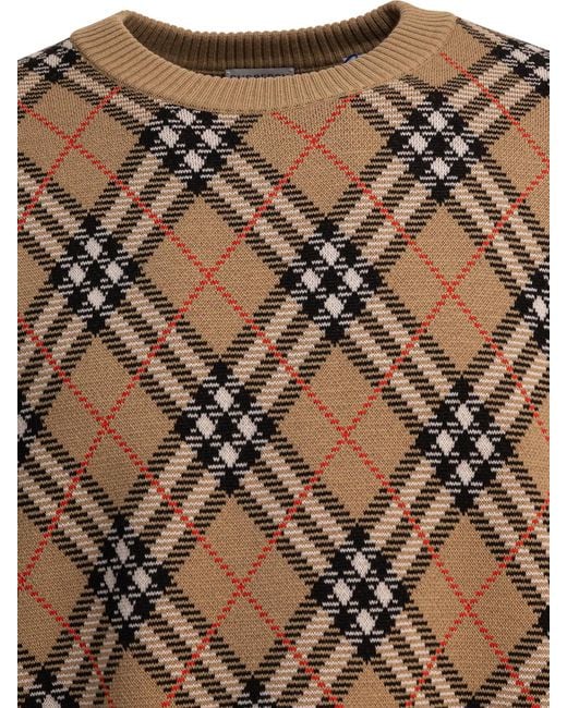 Burberry Brown Wool Blend Crew Neck Sweater for men