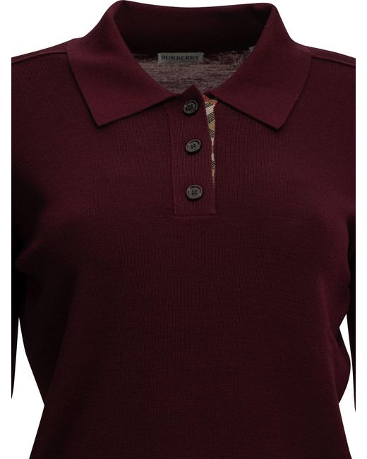 Burberry Red Wool Polo Sweater Bordeaux