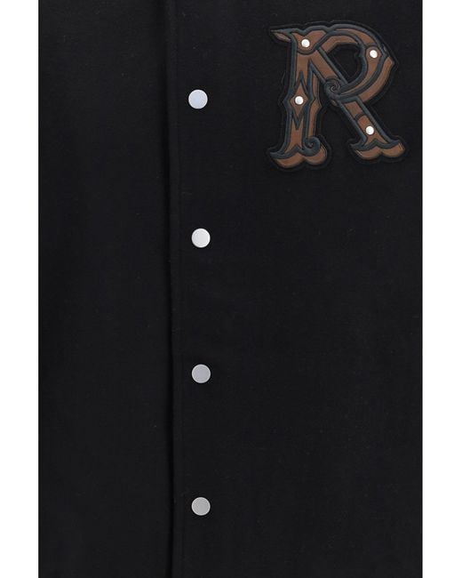 Represent Black Jacket Vintage Varsity for men