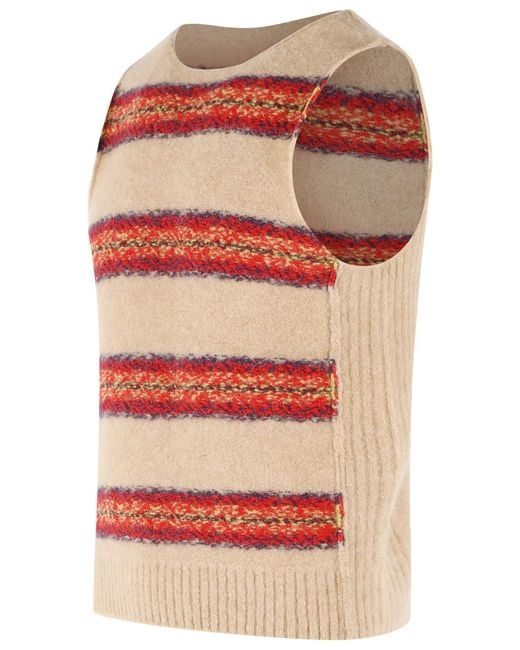Dries Van Noten Red 'Manado' Alpaca Blend Vest for men