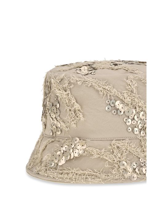 Brunello Cucinelli Natural Embroidered Sequin Bucket Hat
