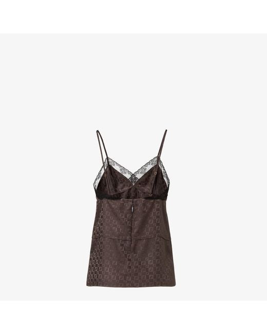 Fendi Brown Jacquard Ff Silk Top