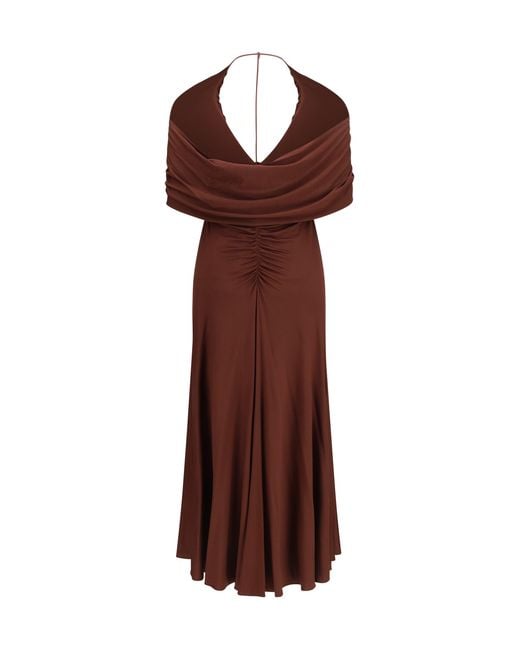 Self-Portrait Brown Jersey Midi Dress