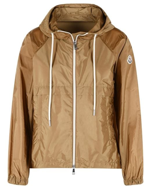 Moncler Brown 'Coquelicot' Camel Polyamide Hooded Jacket