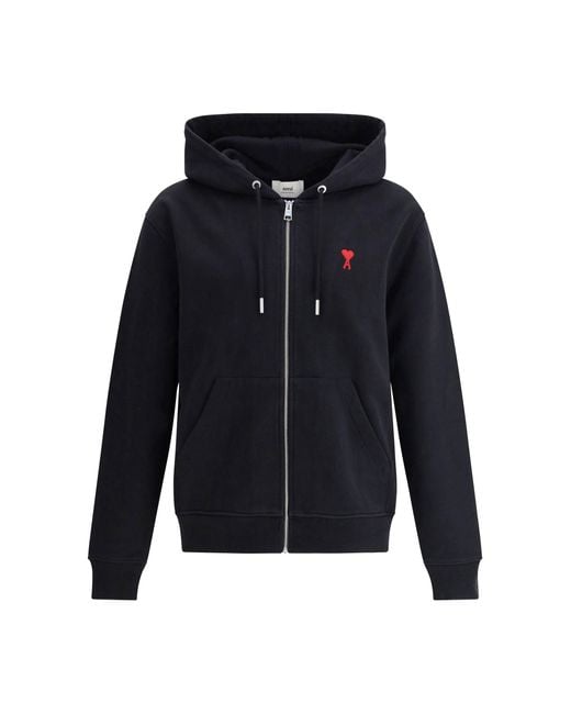 AMI Blue Logoed Hoodie for men