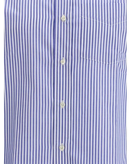 Deperlu Blue Striped Cotton Shirt for men