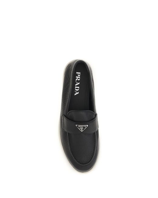 Prada Black Leather Loafers for men