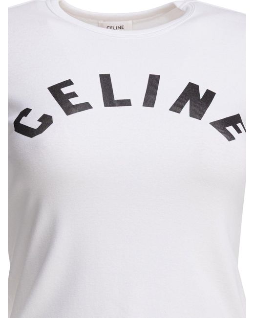 Céline White Cotton T-Shirt With Logo