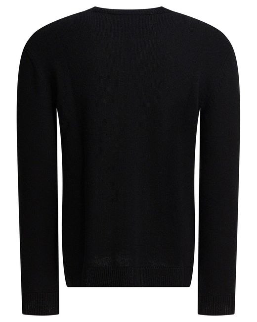 Valentino Black Wool Sweater With Inlaid V Knitwear for men
