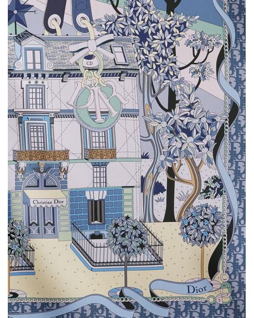 Dior Blue Dior Dior Avenue 90 Silk Foulard