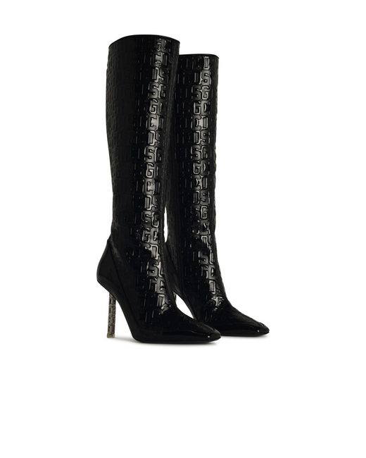 Gcds Black Patent Leather Boots