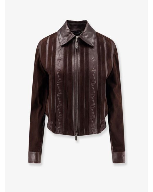 Versace Brown Leather And Suede Jacket