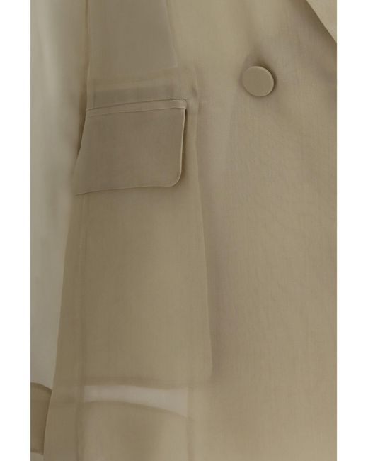Max Mara Natural Jacket Slogan Silk Organza