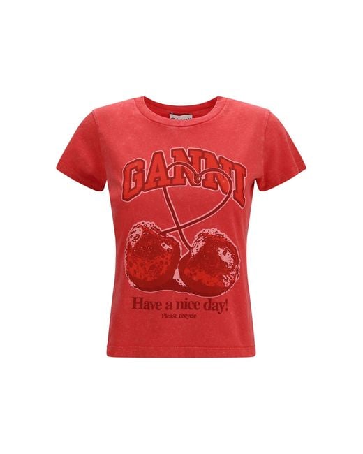 Ganni Red Future Cherry T-Shirt By