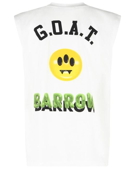Barrow White Cotton Tank Top for men
