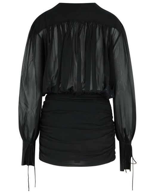 ANDAMANE Black 'Yulia' Silk Mini Dress