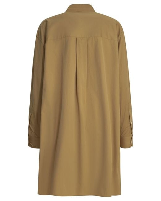 Polo Ralph Lauren Natural Cotton Midi Dress With Logo