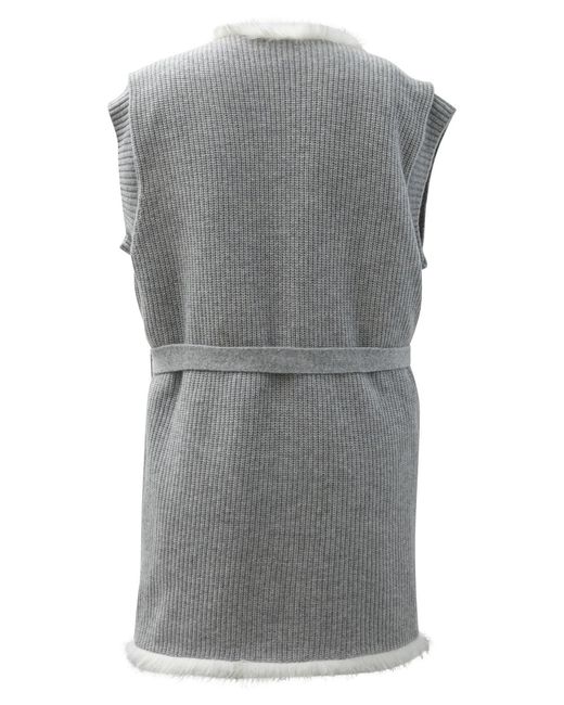 Max&Moi Gray Reversible Sleeveless Jacket With Belt