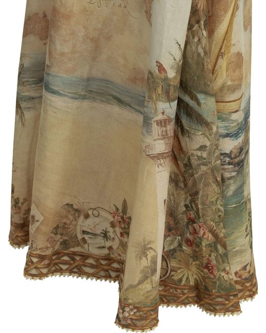 Zimmermann Natural "Mahon" Midi Dress