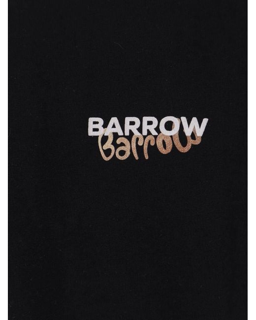 Barrow Black Cotton T-Shirt With Frontal Logo Print for men