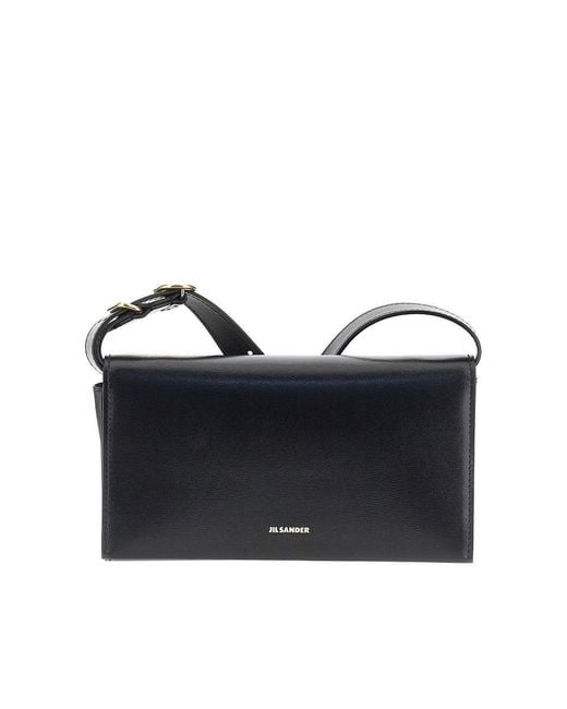 Jil Sander Blue All-Day Leather Clutch Bag