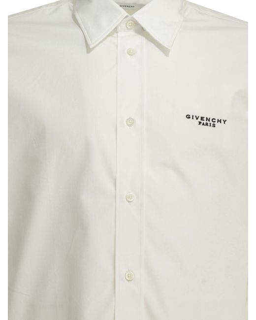 Givenchy White Camicia Casual Con Logo for men