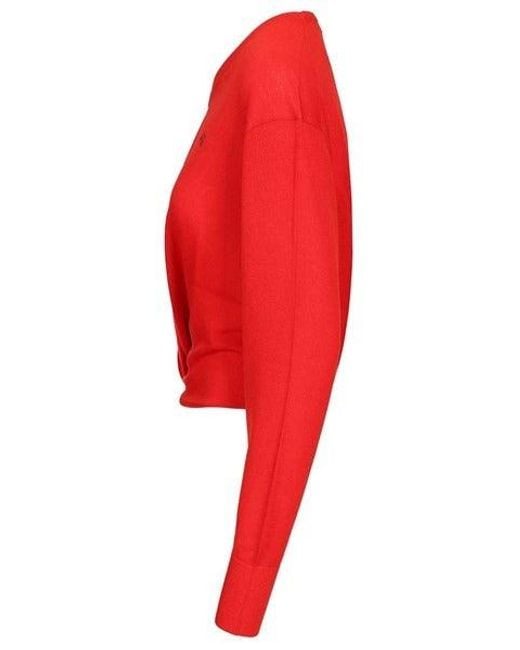 Loewe Red Draped Crewneck Knitwear