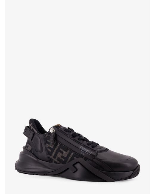 Fendi Black Sneakers Nero Grig Pelle for men