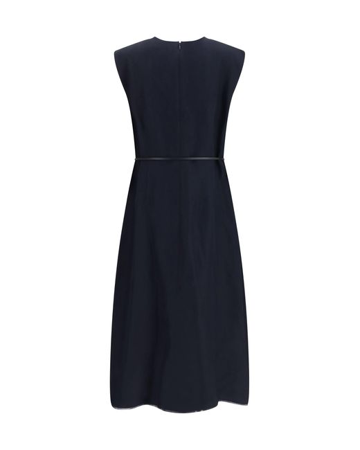 Fabiana Filippi Blue V-Neck Belted Dress