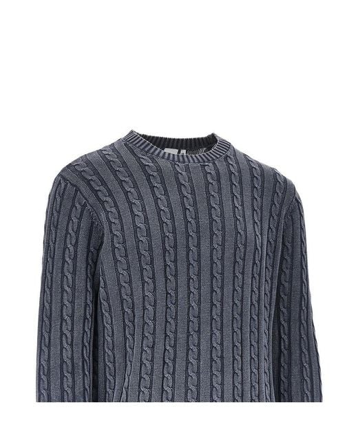 Aspesi Blue Cotton Cable Knit Sweater for men